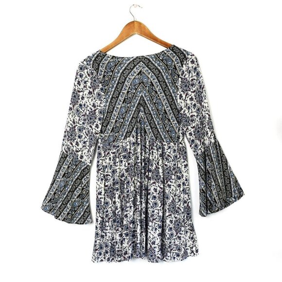 Umgee Floral Paisley Flare Sleeve Boho Tunic Small - Picture 2 of 15